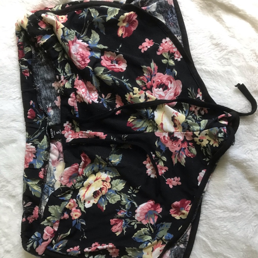 Black floral shorts